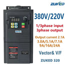 ZUKED VFD Conversor de Frequência 0.75/1.5/2.2KW, 3/4KW, 5.5KW, 7.5KW Monofásico e Trifásico 220V/380V Drive de Frequência Variável