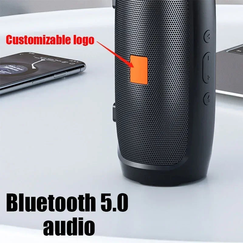 Caixa de Som Portátil com Subwoofer  Bluetooth – Estéreo Surround – À prova d’água – Sem fio Suporta Rádio FM e Cartão TF