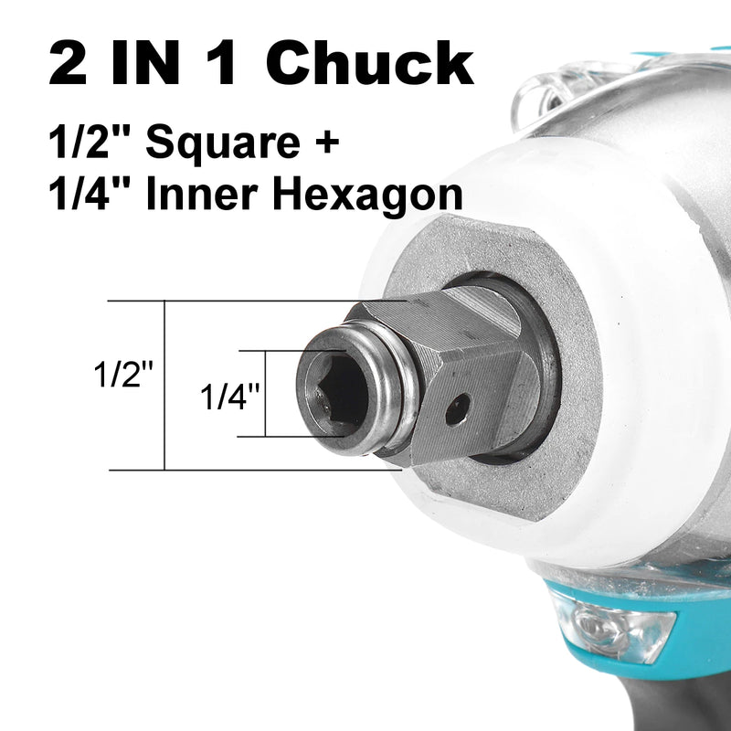 Chave de Impacto Elétrica Brushless Gisam 520N·M, Sem Fio, 1/2 Polegada, Compatível com Bateria Makita 18V, Ferramenta Elétrica para Parafusos