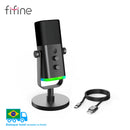 Microfone Dinâmico FIFINE USB/XLR com Controle de RGB/Entrada para Fone de Ouvido/Mute, Microfone para PC Gaming, Gravação e Streaming AmpliGame-AM8