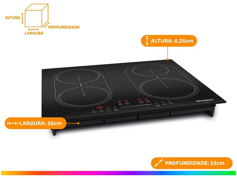 Cooktop de Indução Mondial Touch Black 4 Bocas Auto-Light CTI-03 – 220V