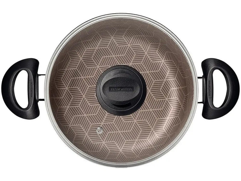 Panela Antiaderente Tramontina com Tampa Vermelha 8L 28cm Paris