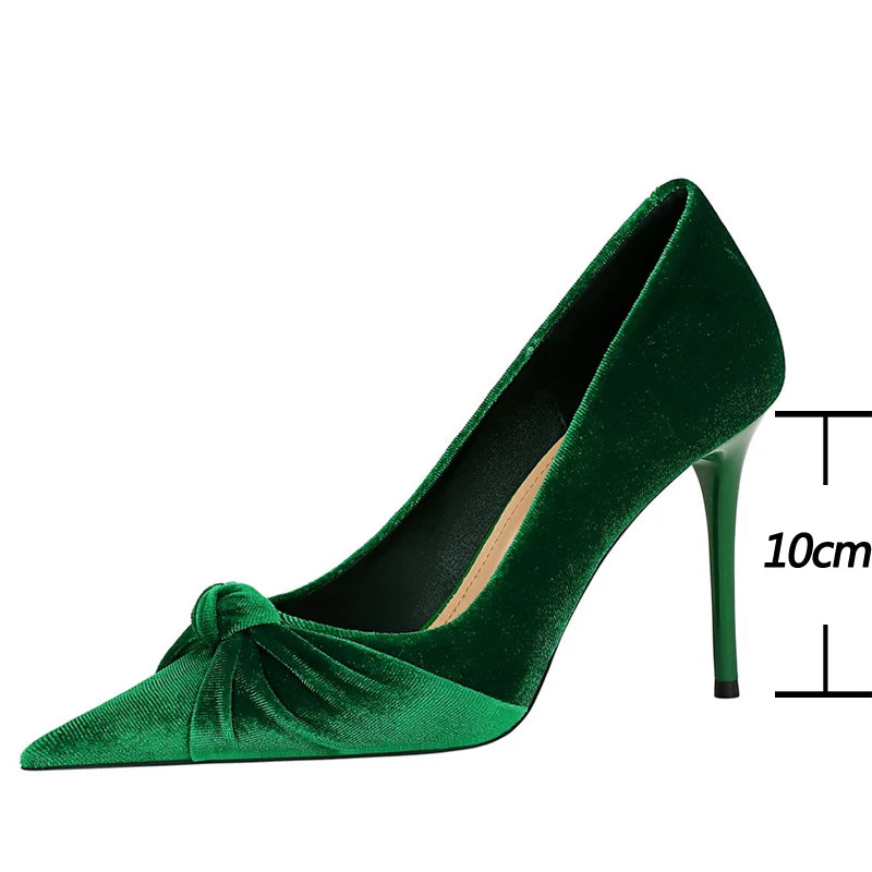 Scarpin Feminino BIGTREE em Camurça com Laço Salto Alto Stiletto 2025 Tamanho Grande 43