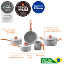 Conjunto de Panelas Brinox Ceramic Life Gris 6 Peças Antiaderente com Panela de Pressão