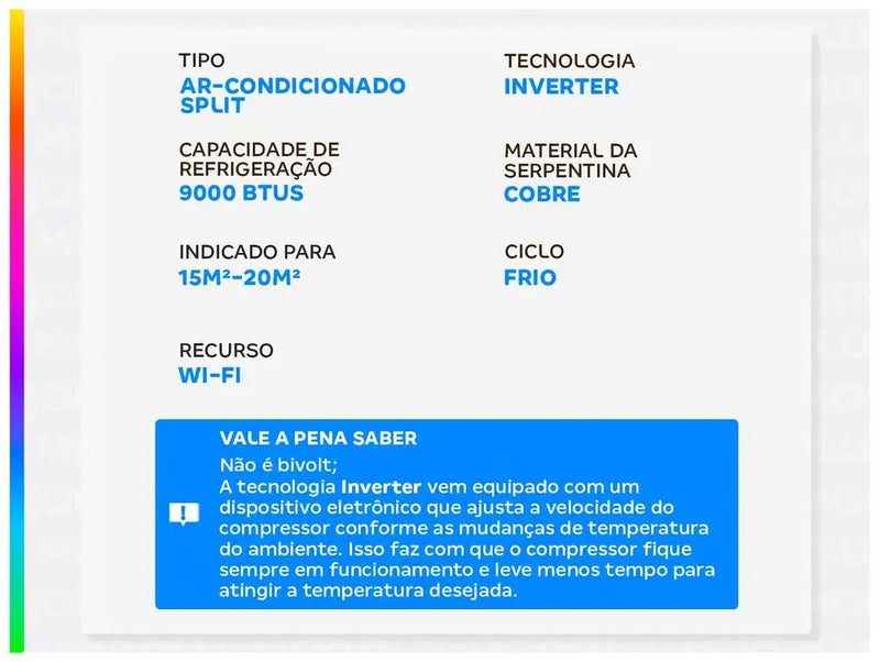 Ar-Condicionado Split 9000 BTUs Philco Inverter Frio PAC9FC - 220V