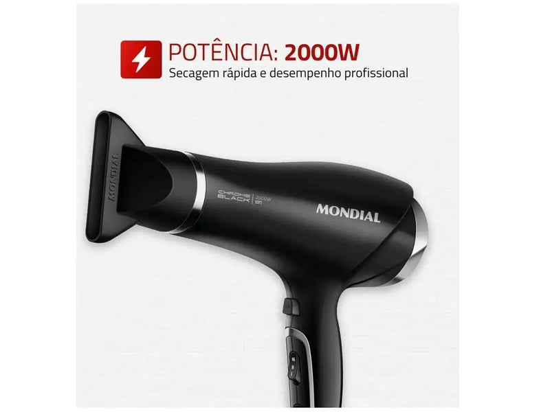 Mondial Secador de Cabelo Preto com Íon de Turmalina 220V