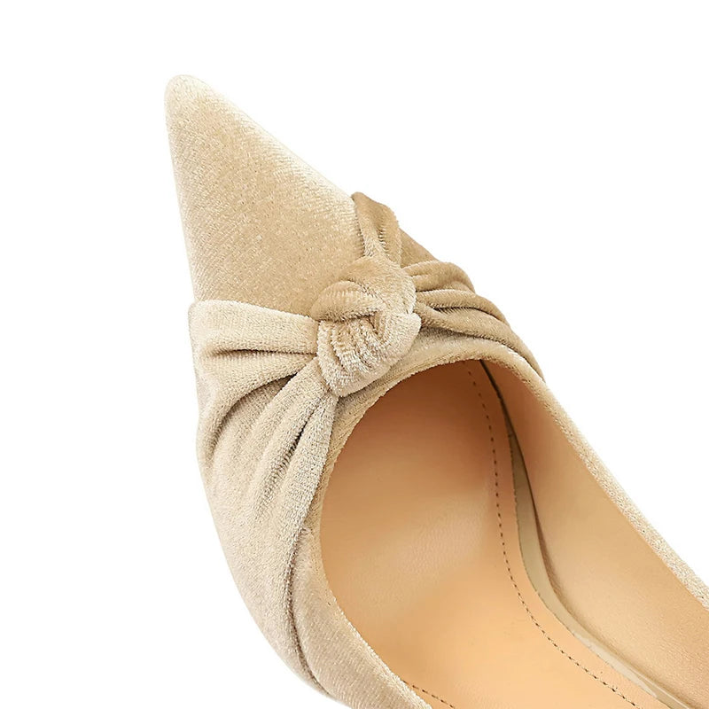 Scarpin Feminino BIGTREE em Camurça com Laço Salto Alto Stiletto 2025 Tamanho Grande 43