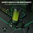 Microfone Gamer AmpliGame com Mute Rápido, Microfone Condensador USB RGB com Tripé para PC, Notebook, PS4/5, Streaming e Podcasting - A2