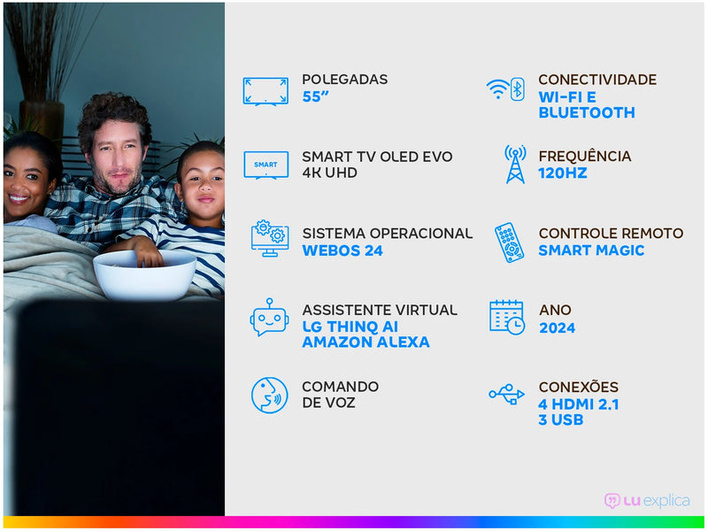 Smart TV 55 "4K LG OLED Evo OLED55C4 120Hz Native Processor α9 Ger7 Wi-Fi and Bluetooth 4 HDMI 3 USB