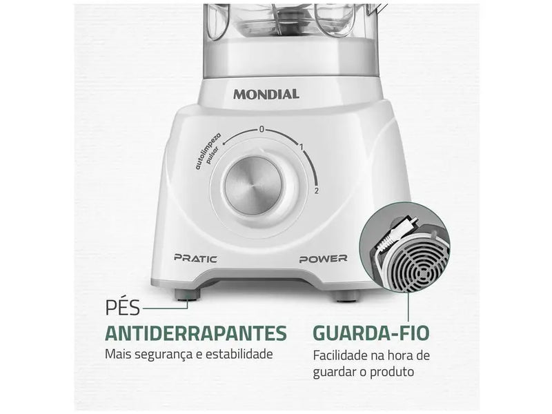 Liquidificador Mondial Pratic Power L-97-W 2 Velocidades + Pulsar 550W Branco - 220V