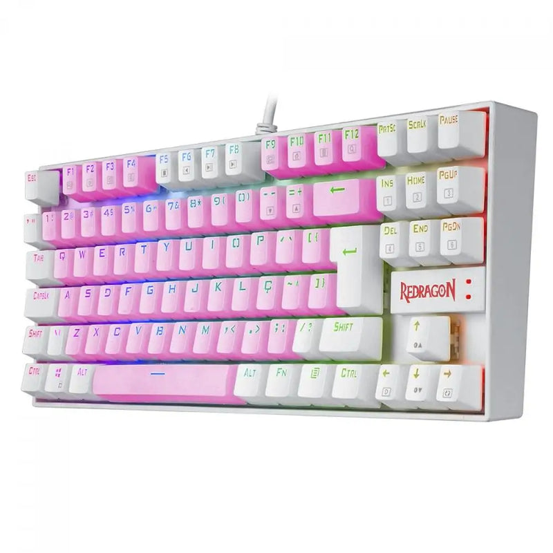 Gamer Redragon Kumara Mechanical Keyboard, Switch Brown, RGB, ABNT2, Pink/White, K552PW-RGB PT-BROWN