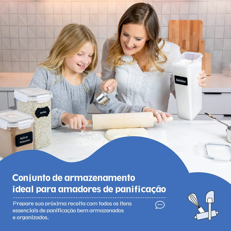Conjuntos de 15 Peças de Potes para Armazenamento de Alimentos, Caixas Organizadoras de Cozinha com Tampas, Potes para Geladeira e Frascos Vedados