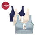 Kit com 3 Itens – Sutiã Sem Costura, Top Esportivo Push-Up, Lingerie Feminina, Poliéster, Respirável e Confortável