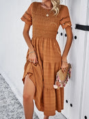 Vestido Elegante Feminino – Decote Vazado, Modelo A-Line, Temperamento, Casual, Verão, Nova Moda