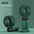 Ventilador de Pescoço Portátil com 5 Velocidades Recarregável via USB com Suporte para Telefone e Tela de Exibição 1800mAh