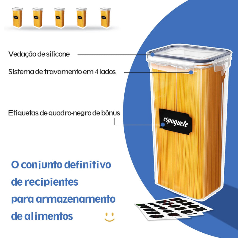 Conjuntos de 15 Peças de Potes para Armazenamento de Alimentos, Caixas Organizadoras de Cozinha com Tampas, Potes para Geladeira e Frascos Vedados