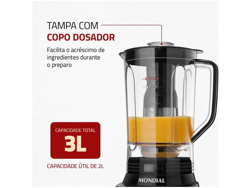 Liquidificador Turbo Mondial L-1100 BI - 220V Inox