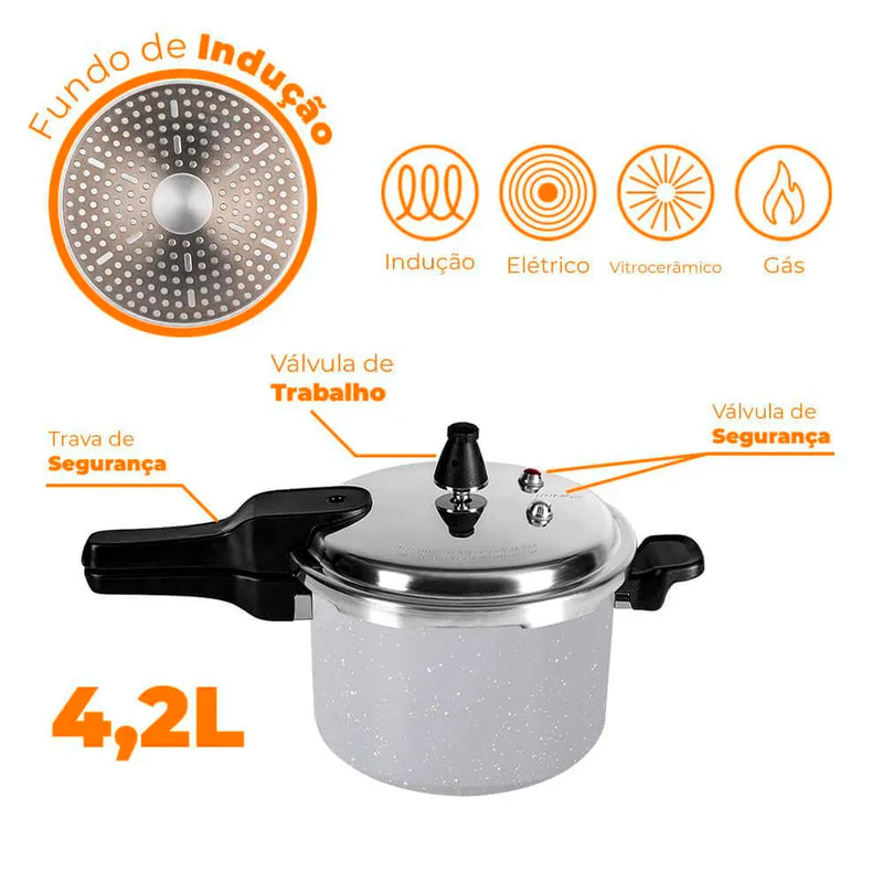 Conjunto de Panelas Brinox Ceramic Life Gris 6 Peças Antiaderente com Panela de Pressão