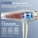 Secador de Cabelo Profissional 2400W Potente Secador de Salão 2 Velocidades Secagem Rápida Ajuste Quente e Frio