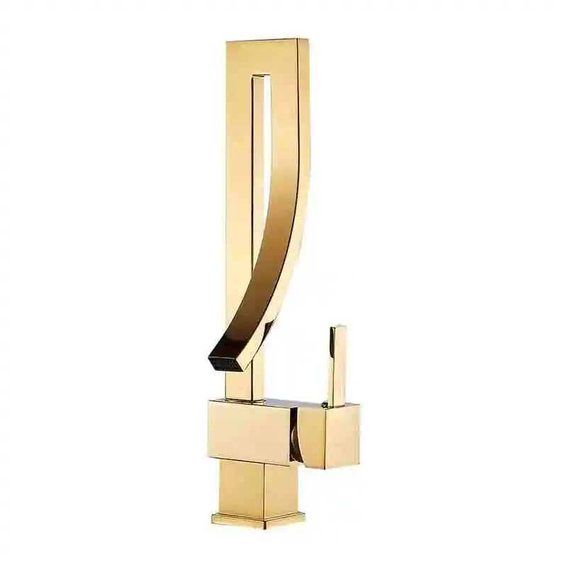 Torneira de Lavatório Quadrada BAKALA em Latão Elegante – Misturador de Pia de Luxo, Instalação de Bancada, Água Quente e Fria, Modelo FA-12504