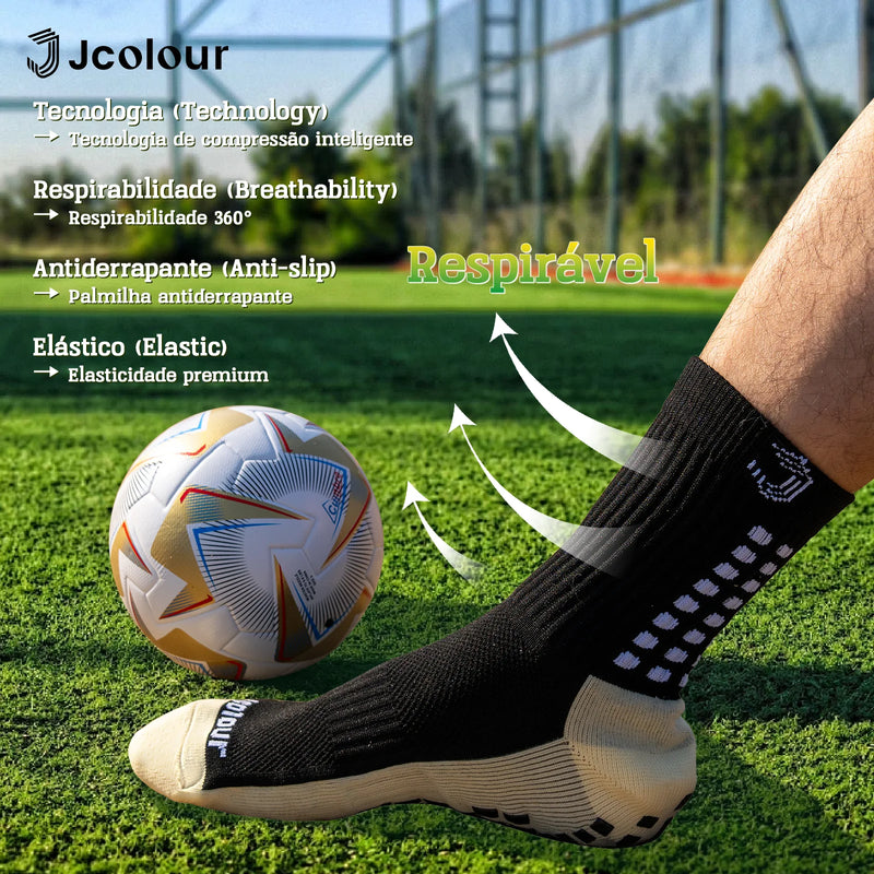 Meias Masculinas Antiderrapantes Meias de Futebol Meias para Ciclismo Meias Antiderrapantes Meias de Corrida de Poliamida Atacado Brasileiro