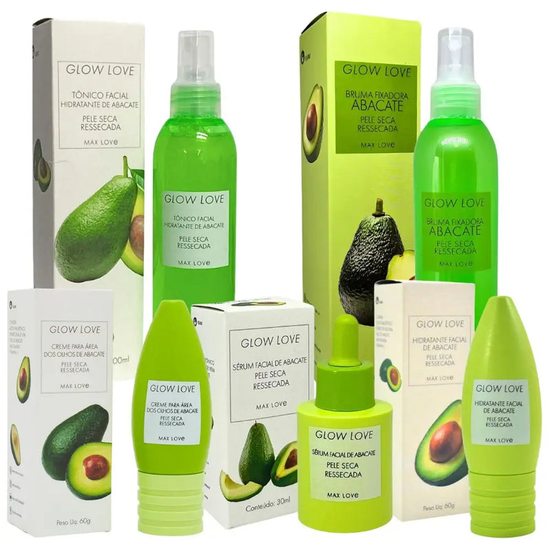 Kit Completo 5 Itens – Linha Glow Love Abacate, Max Love