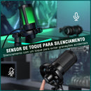 Microfone Gamer AmpliGame com Mute Rápido, Microfone Condensador USB RGB com Tripé para PC, Notebook, PS4/5, Streaming e Podcasting - A2