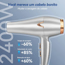 Secador de Cabelo Profissional 2400W Potente Secador de Salão 2 Velocidades Secagem Rápida Ajuste Quente e Frio