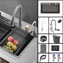 Pia de Cozinha Elegante em Aço Inoxidável com Torneira de Água Quente/Fria – Cubo Único Espaçoso (75x45x20 cm) – Ideal para Preparos Culinários