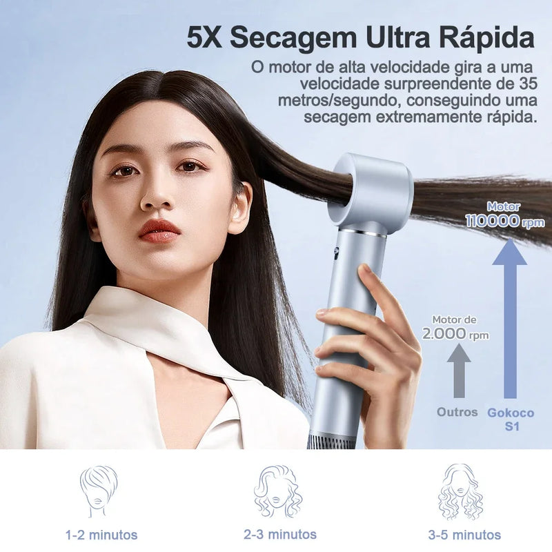Gokoco S1 Pro Secador de Cabelo 5 em 1 Versátil Cabeça de Alisamento Magnética Pente Modelador de Cachos