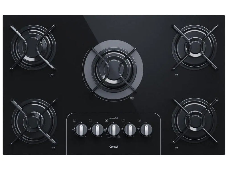 Cooktop 5 Bocas a Gás Consul Vidro Temperado - GLP - Bivolt