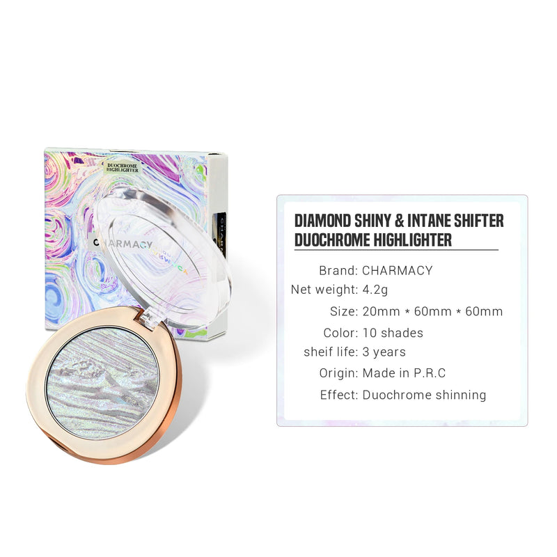 Iluminador Duocromo CHARMACY com Pigmento Glitter Multicor Longa Duração