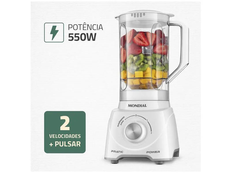 Liquidificador Mondial Pratic Power L-97-W 2 Velocidades + Pulsar 550W Branco - 220V