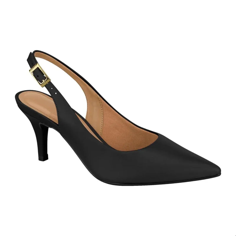 Scarpin Vizzano Aberto Atrás Salto Baixo Médio Fino 7cm