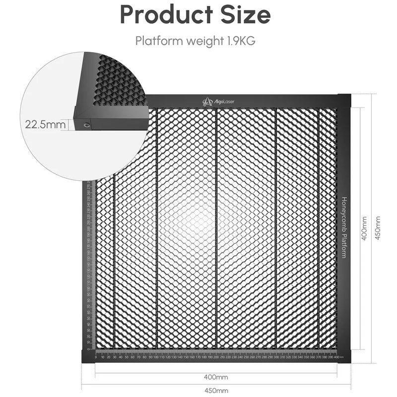 Mesa de Trabalho Honeycomb Algolaser 450x450mm Painel de Proteção Honeycomb para Gravador a Laser CO2, Máquina de Corte e Impressora 3D