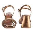 Sandália Tanara Metallized Salto Bloco Confortável para Festas