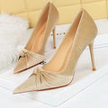 Scarpin Feminino BIGTREE em Camurça com Laço Salto Alto Stiletto 2025 Tamanho Grande 43