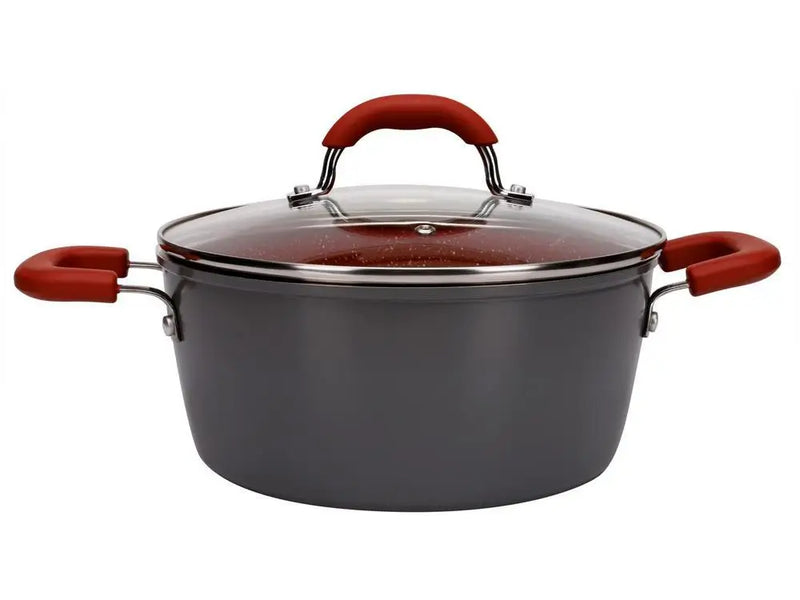 Conjunto de Panelas Brinox Ceramic Life Select em Cerâmica Vermelho e Cinza, Alumínio 8 Peças