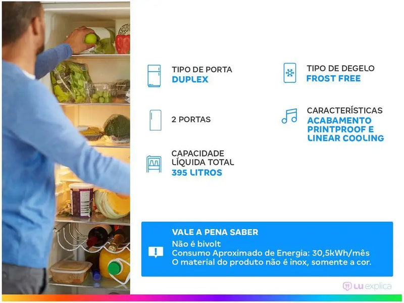 Geladeira/Frigobar LG Frost Free Duplex 395L – 220V