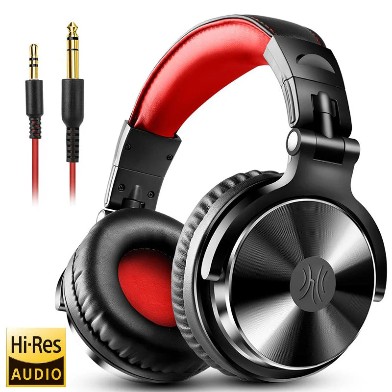 OneOdio Pro 10 Fones de Ouvido com Fio Over Ear Áudio Hi-Res Headset com Microfone Fone de Estúdio DJ Estéreo Conexão 3.5mm/6.35mm