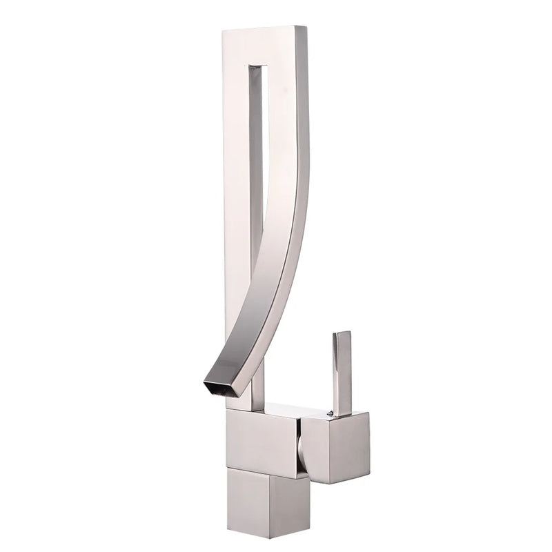Torneira de Lavatório Quadrada BAKALA em Latão Elegante – Misturador de Pia de Luxo, Instalação de Bancada, Água Quente e Fria, Modelo FA-12504