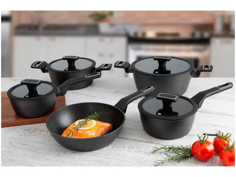 Conjunto de Panelas Brinox em Alumínio com Revestimento Cerâmico Preto 5 Peças – Carbon Ceramic Life