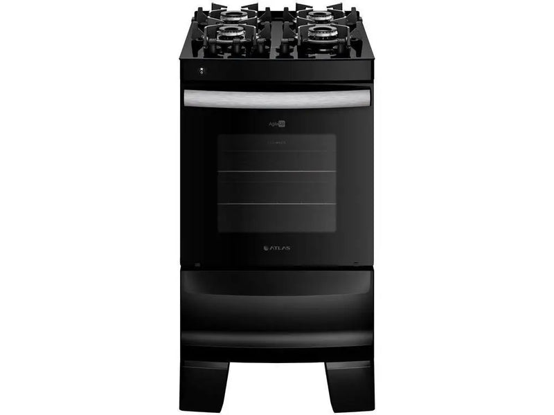 Fogão Atlas 4 Bocas Preto com Mesa de Vidro Agile UP - Bivolt