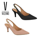 Scarpin Vizzano Aberto Atrás Salto Baixo Médio Fino 7cm