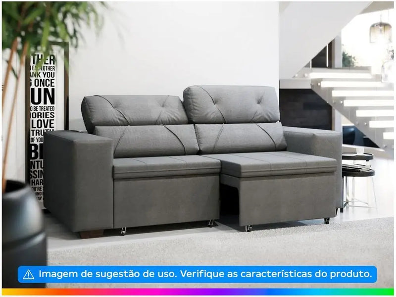 Sofá Reclinável Retrátil 3 Lugares em Suede