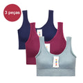 Kit com 3 Itens – Sutiã Sem Costura, Top Esportivo Push-Up, Lingerie Feminina, Poliéster, Respirável e Confortável