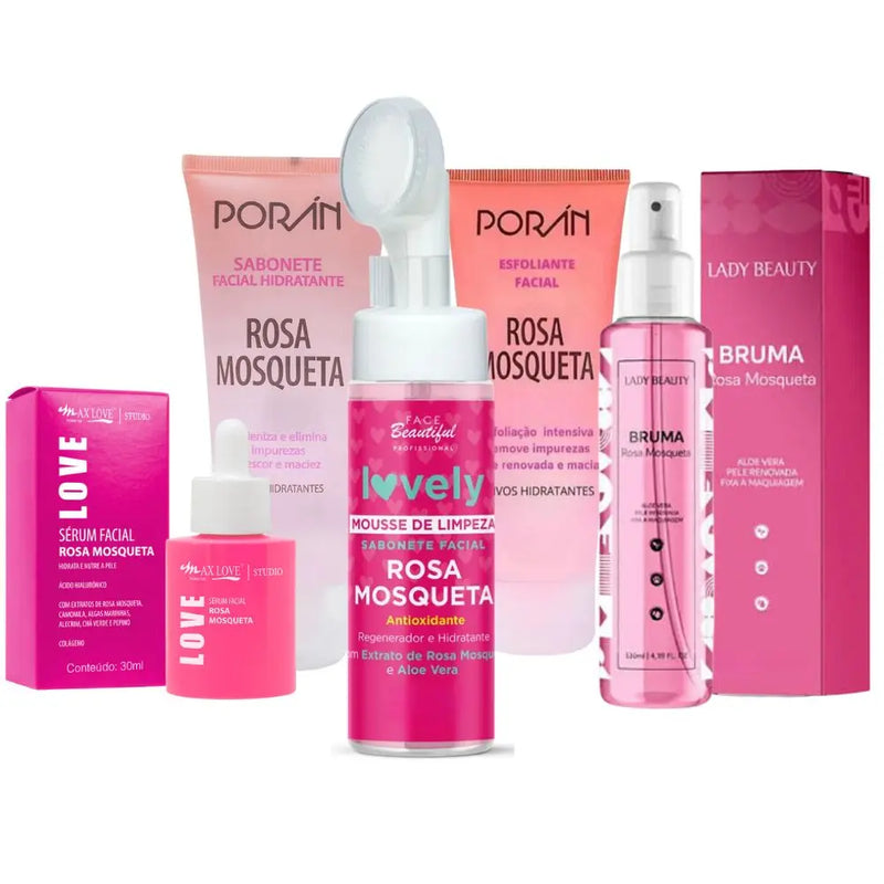 Kit Completo de Cuidados com a Pele Pink Mosquette – Rotina de Limpeza e Cuidado Facial