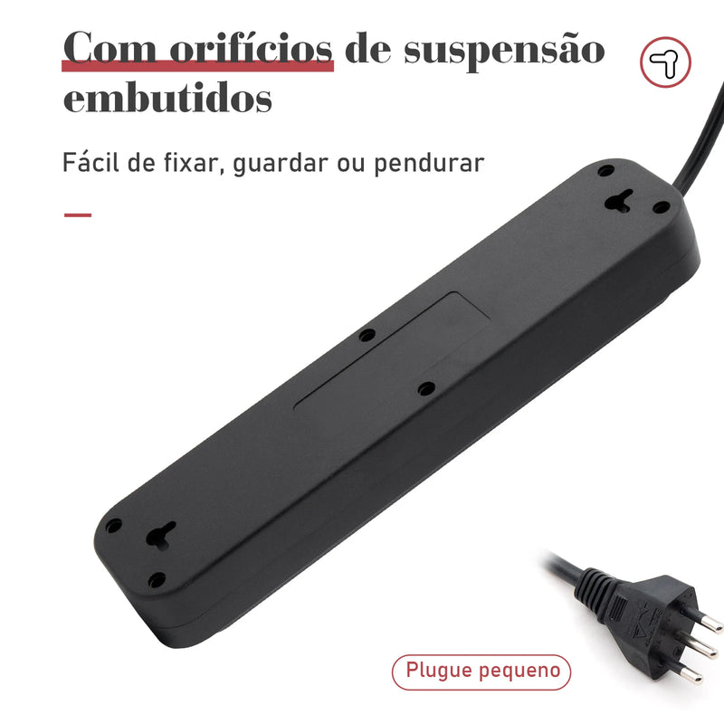 Extensão de 4 Tomadas com 3 USB Bivolt