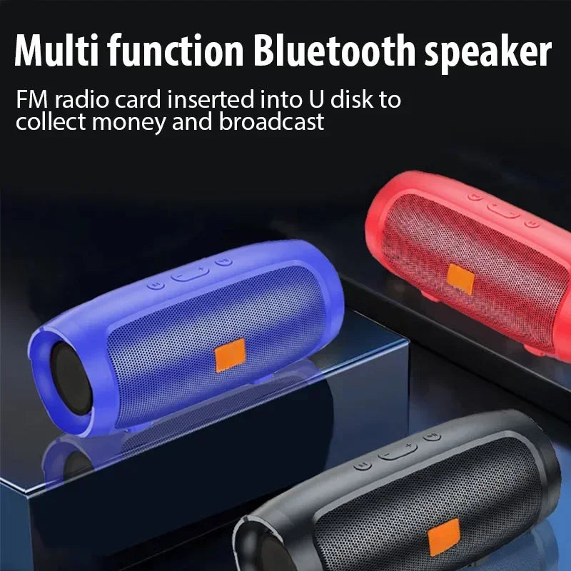 Caixa de Som Portátil com Subwoofer  Bluetooth – Estéreo Surround – À prova d’água – Sem fio Suporta Rádio FM e Cartão TF