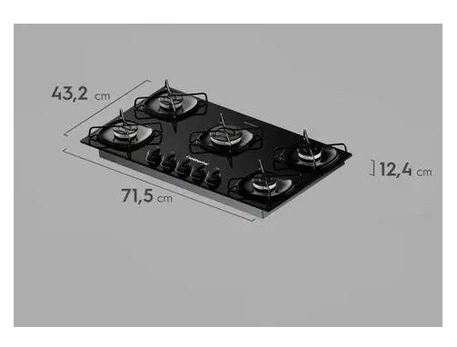 Cooktop 5 Bocas Preto Continental a Gás GLP KC5GR - Bivolt